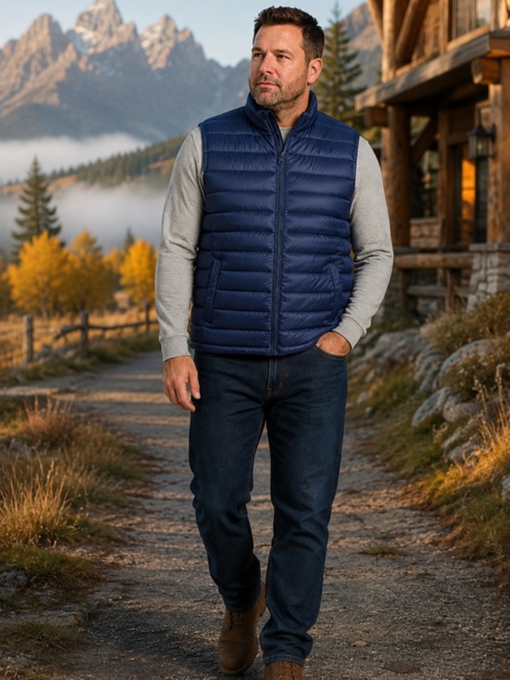 Men’s Jackson hole blue puffer vest in Big Men’s size Xxlg